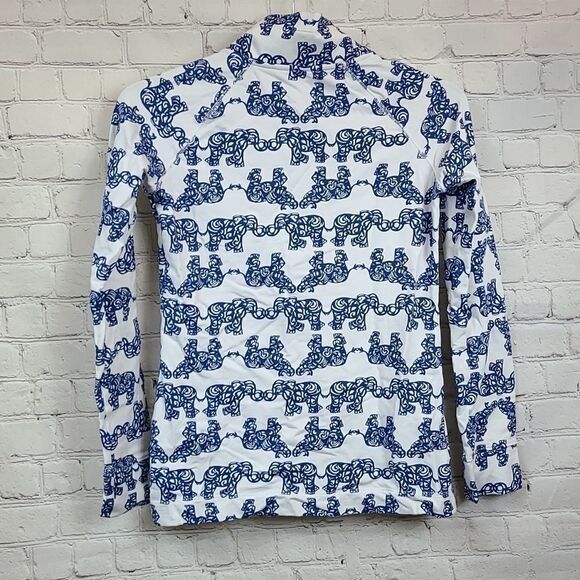 Rare Lilly Pulitzer White Elephant Print French Terry Henley Sweatshirt Preppy 0 - Picture 11 of 11